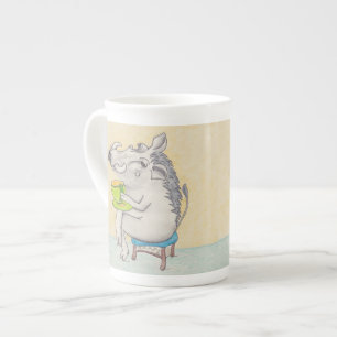 Tecknad Warthog mugg. Benporslin Mugg