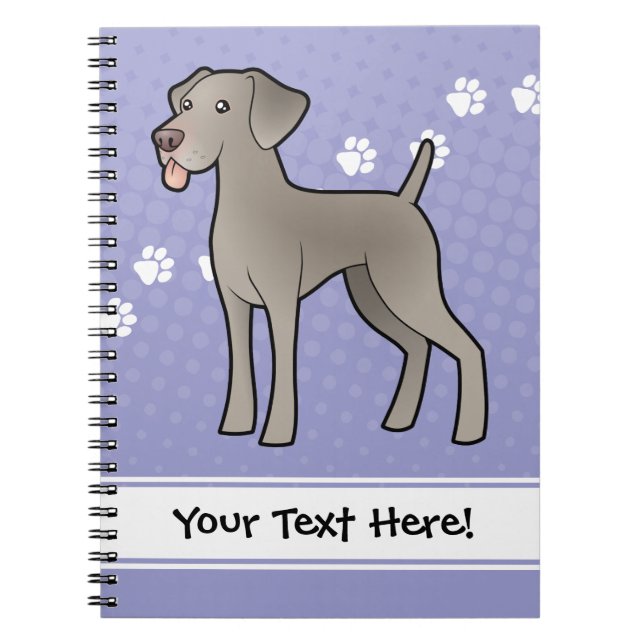 Tecknad Weimaraner Anteckningsbok Med Spiral (Framsidan)