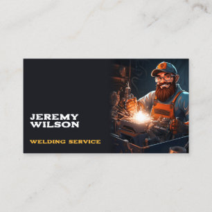 Tecknad Welder Metall Welder Service Steelwork Visitkort