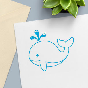 Tecknad Whale Självfärgande Stämpel