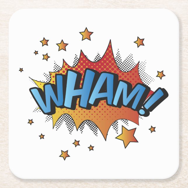 Tecknad Wham Splat Underlägg Papper Kvadrat (Framsidan)