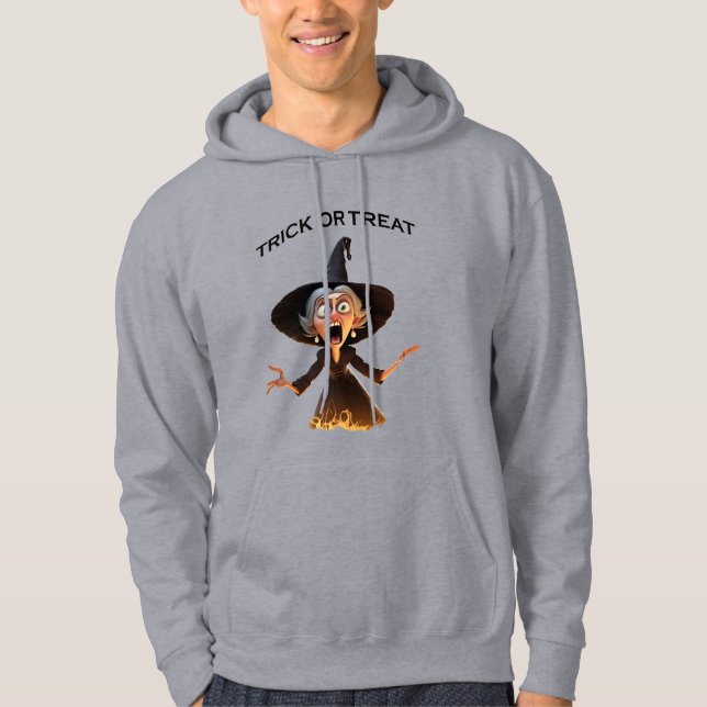 Tecknad Witch "Bus eller godis" Hoodie (Framsida)