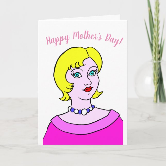 Tecknad Woman Mors dag Kort (Framsida)