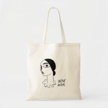 Tecknad Woman Potrait Tote Bag