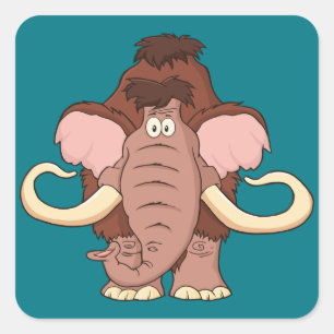 Tecknad Wooly Mammoth Fyrkantigt Klistermärke