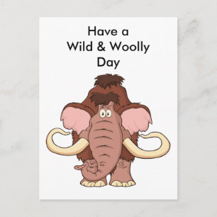 Tecknad Wooly Mammoth Vykort