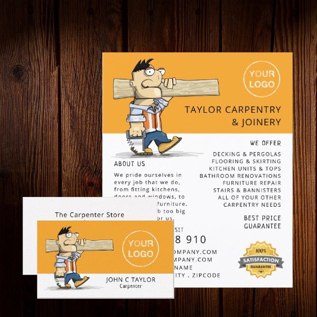 Tecknad Workman, Carpentry, Carpenter Advertising Flygblad (Skapare uppladdad)