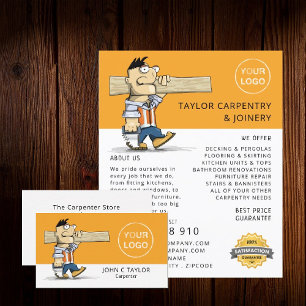 Tecknad Workman, Carpentry, Carpenter Visitkort