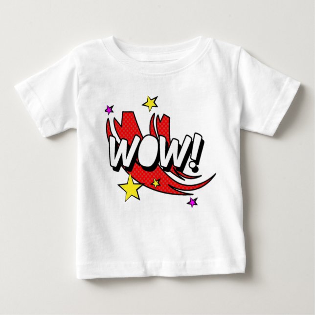 Tecknad Wow - etikett T-shirt (Framsida)