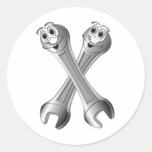Tecknad Wrenches Runt Klistermärke