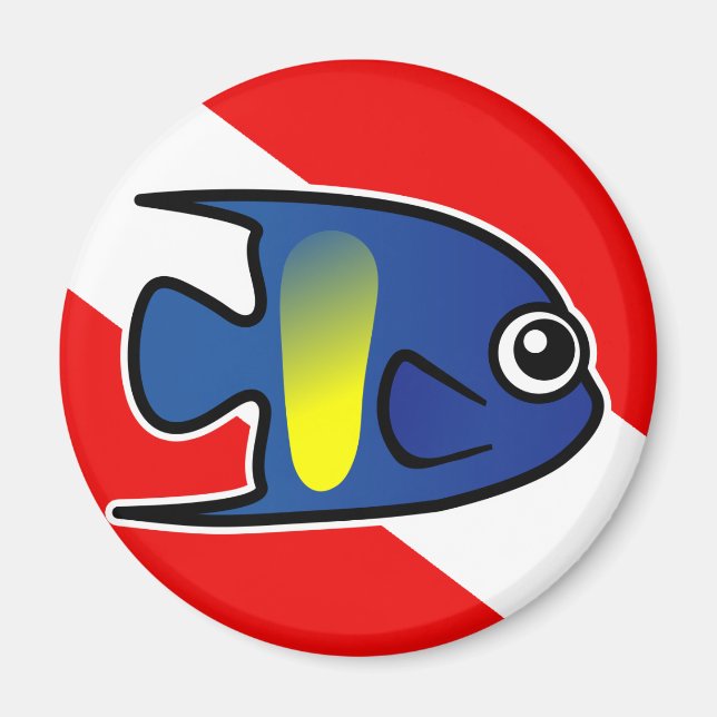 Tecknad Yellowbar Angelfish Dive Flagga Magnet (Framsidan)