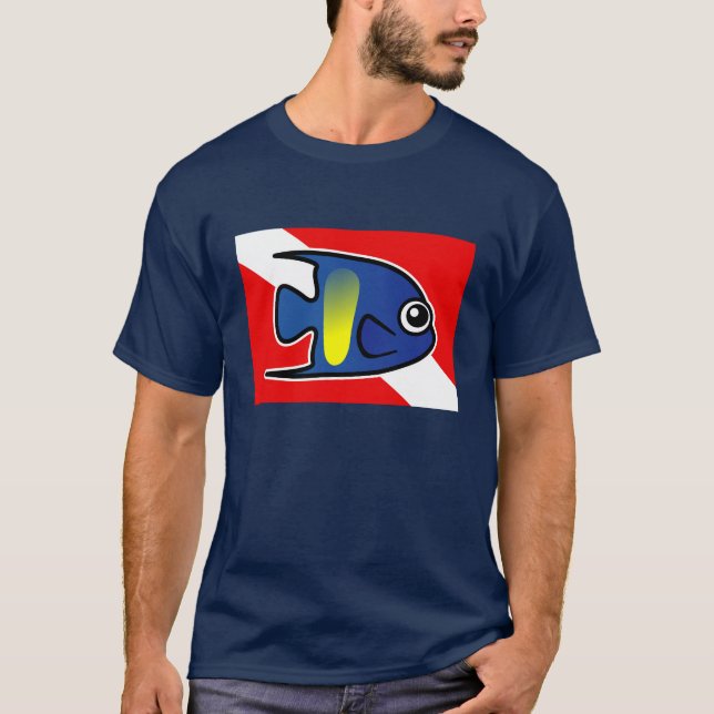 Tecknad Yellowbar Angelfish Dive Flagga T Shirt (Framsida)