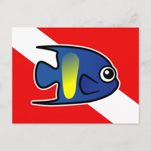 Tecknad Yellowbar Angelfish Dive Flagga Vykort