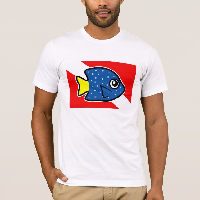 Tecknad Yellowtail Damselfish Dive Flagga T Shirt (Framsida)