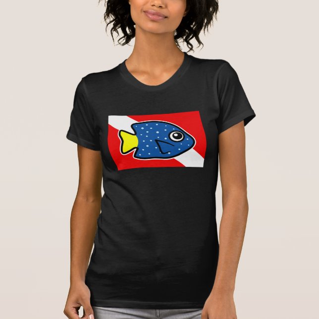 Tecknad Yellowtail Damselfish Dive Flagga T Shirt (Framsida)