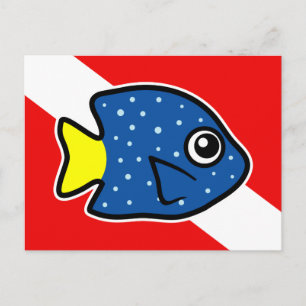 Tecknad Yellowtail Damselfish Dive Flagga Vykort