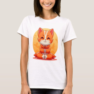 Tecknad Yoga Cat T Shirt