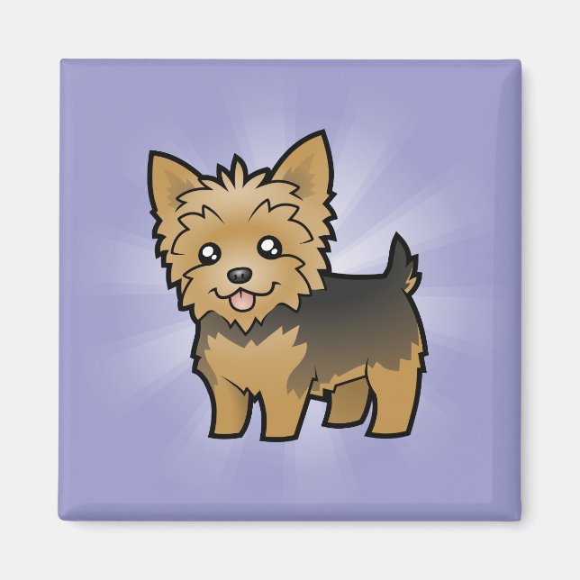 Tecknad Yorkshire Terrier (kort hair no bow) Magnet (Framsidan)