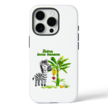 Tecknad zebra bredvid banan träd