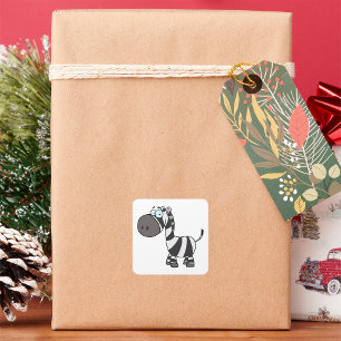 Tecknad Zebra Fyrkantigt Klistermärke