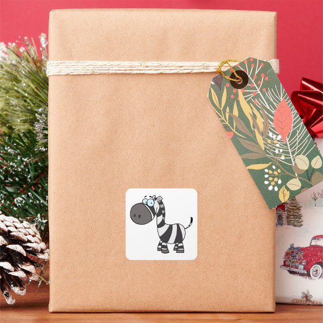 Tecknad Zebra Fyrkantigt Klistermärke (Skapare uppladdad)