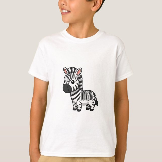 Tecknad zebra med streckkod Randig söt för barn T Shirt (Framsida)