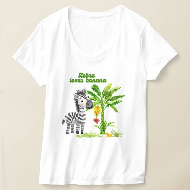 Tecknad zebra som står bredvid banan träd Relaxe T Shirt (Laydown)