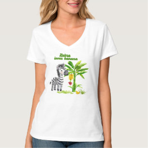 Tecknad zebra som står bredvid banan träd Relaxe T Shirt
