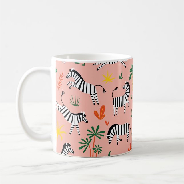 Tecknad Zebrors Lilla Sömlösa Mönster Kaffemugg (Vänster)