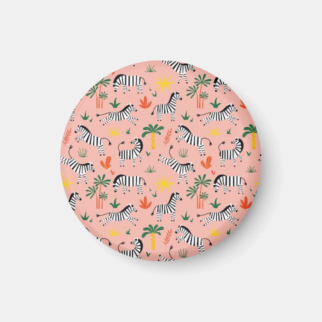 Tecknad Zebrors Lilla Sömlösa Mönster Magnet (Framsidan)