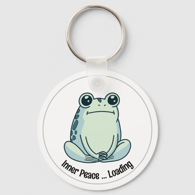 Tecknad Zen Frog, Cute Meditating Frog Nyckelring (Framsida)