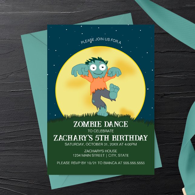 Tecknad Zombie Dance Birthday-inbjudan Inbjudningar (Skapare uppladdad)