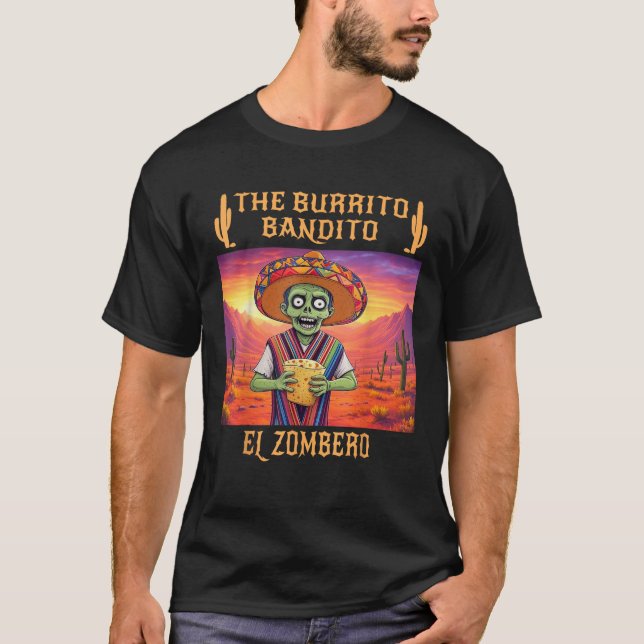 Tecknad Zombie Funny Halloweens Burrito Bandit T Shirt (Framsida)