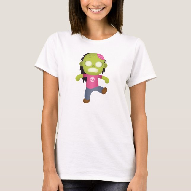 Tecknad Zombie Girl T Shirt (Framsida)