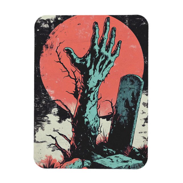 Tecknad Zombie Graveyard Magnet (Vertikal)
