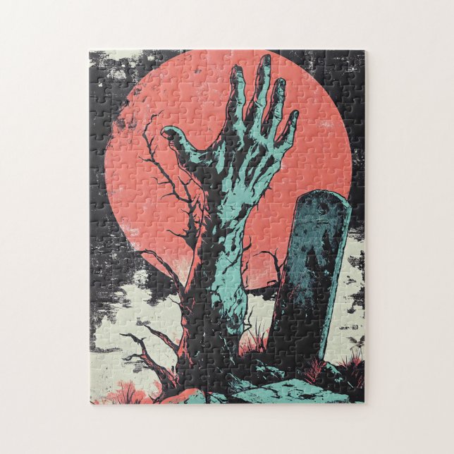 Tecknad Zombie Graveyard Pussel (Vertikal)