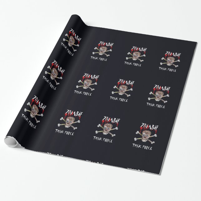 Tecknad zombie-task force dödskalle korsade ben pr presentpapper (Utrullad)