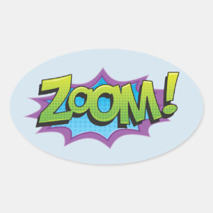 Tecknad Zoom! Ovalt Klistermärke