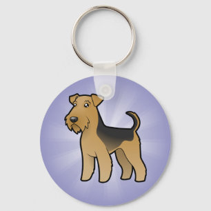 TecknadAiredaleTerrier/walesisk Terrier Nyckelring
