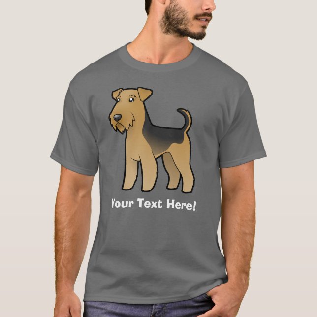 TecknadAiredaleTerrier/walesisk Terrier Tee Shirt (Framsida)