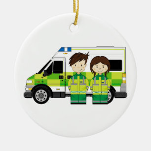 Tecknadambulans och EMT Julgransprydnad Keramik