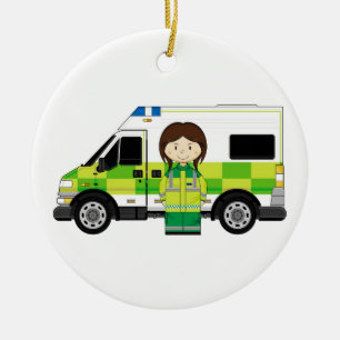 Tecknadambulans och EMT Julgransprydnad Keramik