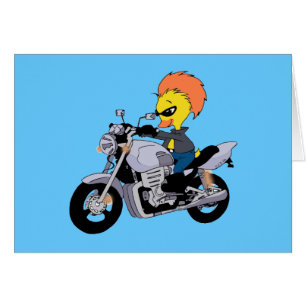 Tecknadanka på en kall motorcykel hälsningskort