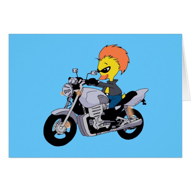 Tecknadanka på en kall motorcykel hälsningskort (Framsidan Horizontal)
