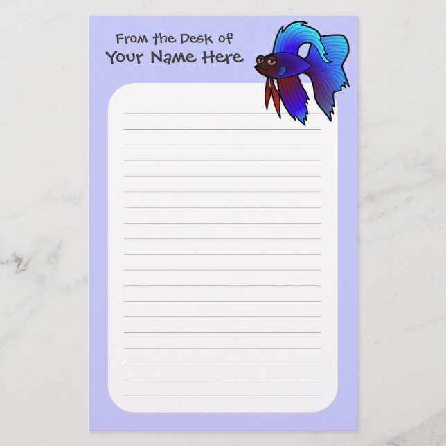 TecknadBetta fisk/Siamese stridighetfisk Brevpapper (Framsida)