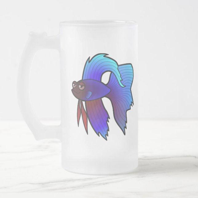TecknadBetta fisk/Siamese stridighetfisk Frostat Ölglas (Vänster)