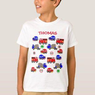 Tecknadbillastbilar avfyrar gullig personlig för t-shirt