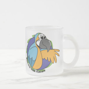 Tecknadblått & guldMacaw Frostad Glasmugg
