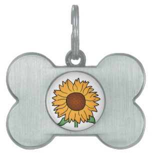 Tecknadblommor, sommarblommigtsolros ID-bricka husdjur