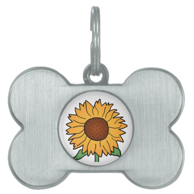 Tecknadblommor, sommarblommigtsolros ID-bricka husdjur (Framsidan)